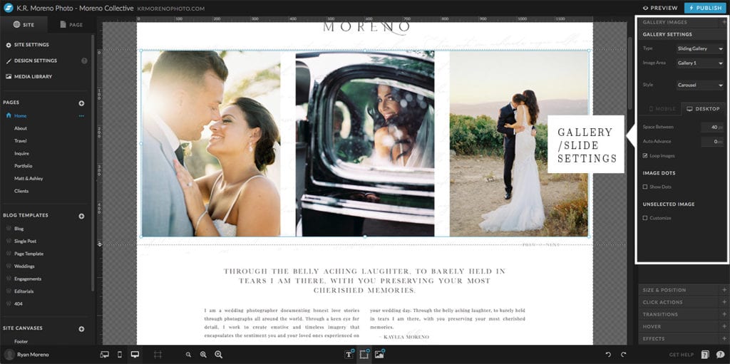 Showit and WordPress - Reordering Images - Moreno Collective