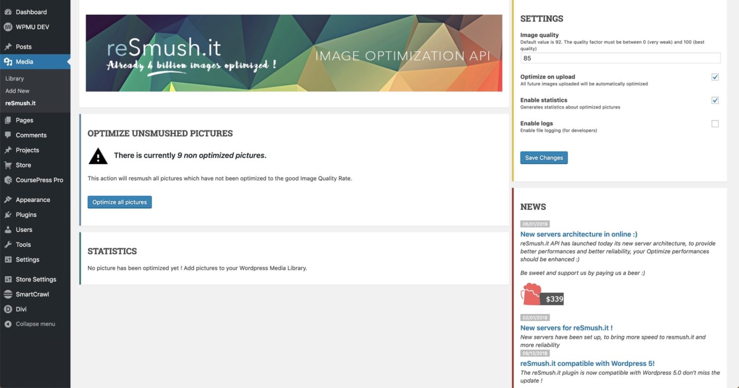 Using reSumsh.it plugin for Image Optimization