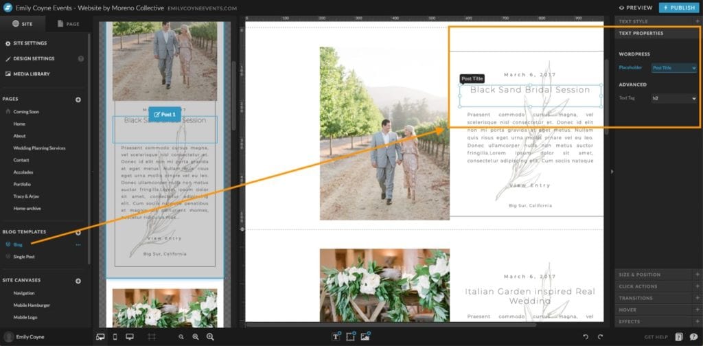 Creating your blog post list page in Showit and WordPress - Moreno Collective