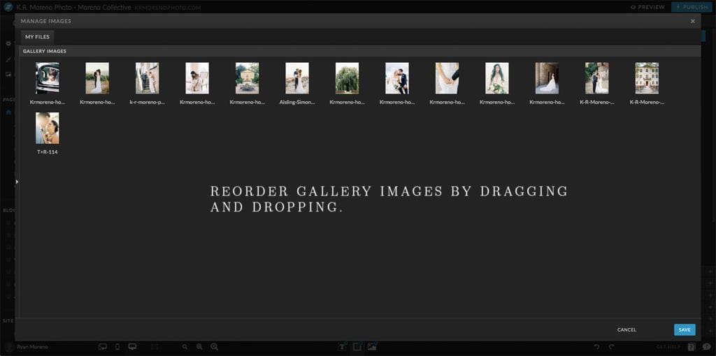 Showit and WordPress - Reordering Images - Moreno Collective