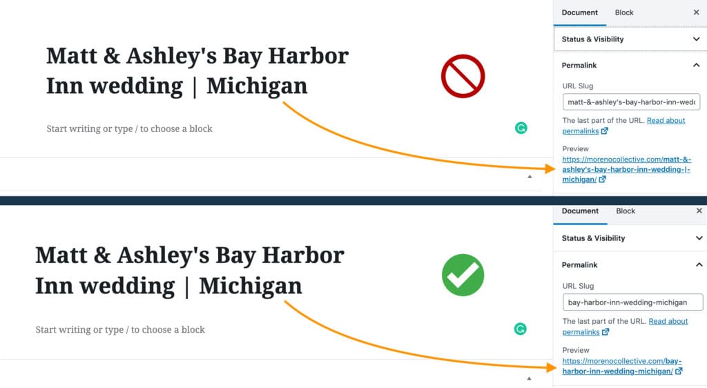 updating wordpress slugs for better SEO - Moreno Collective