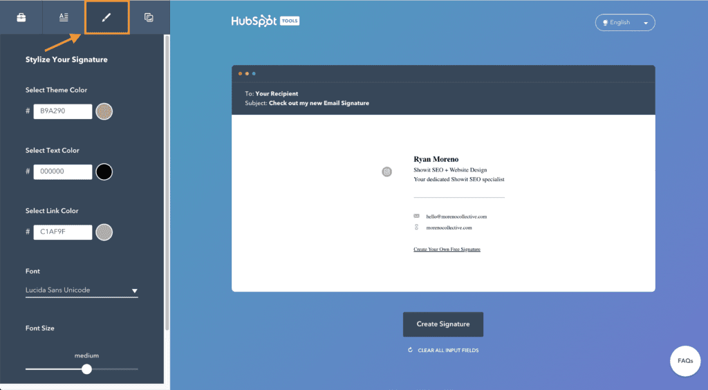 Style your email signature with your brand colors - Moreno Collective
