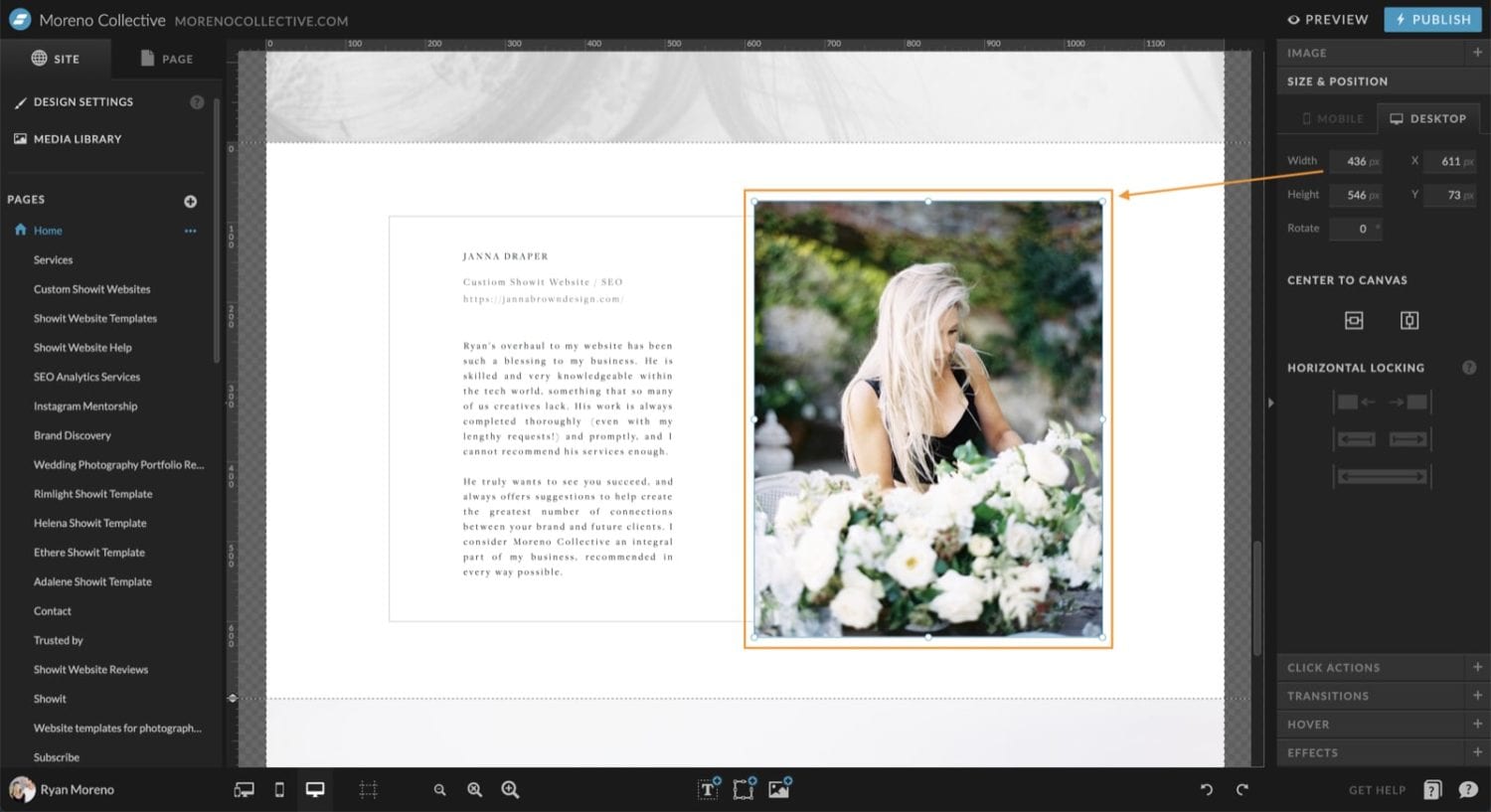 Find the width of your images in showit for better Image Optimization
