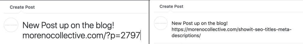 a guide on writing great permalinks and slugs for sharing on social media - Moreno Collective