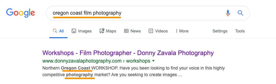 SEO titles and meta descriptions bold from search result - moreno collective